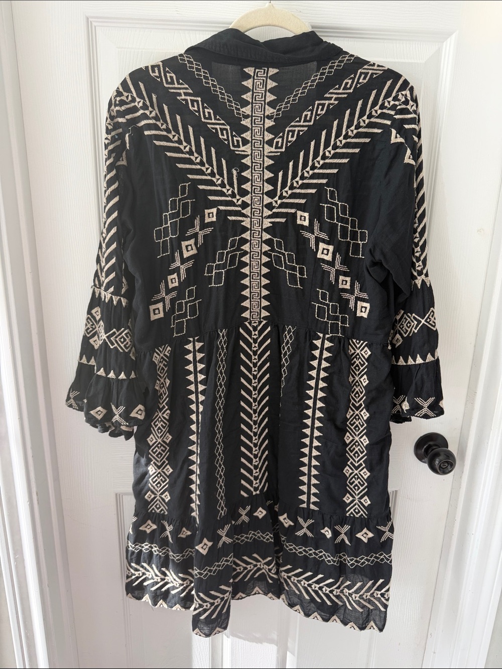 Johnny Was Black Embroidered Button-Front Tunic - Picture 4 of 4